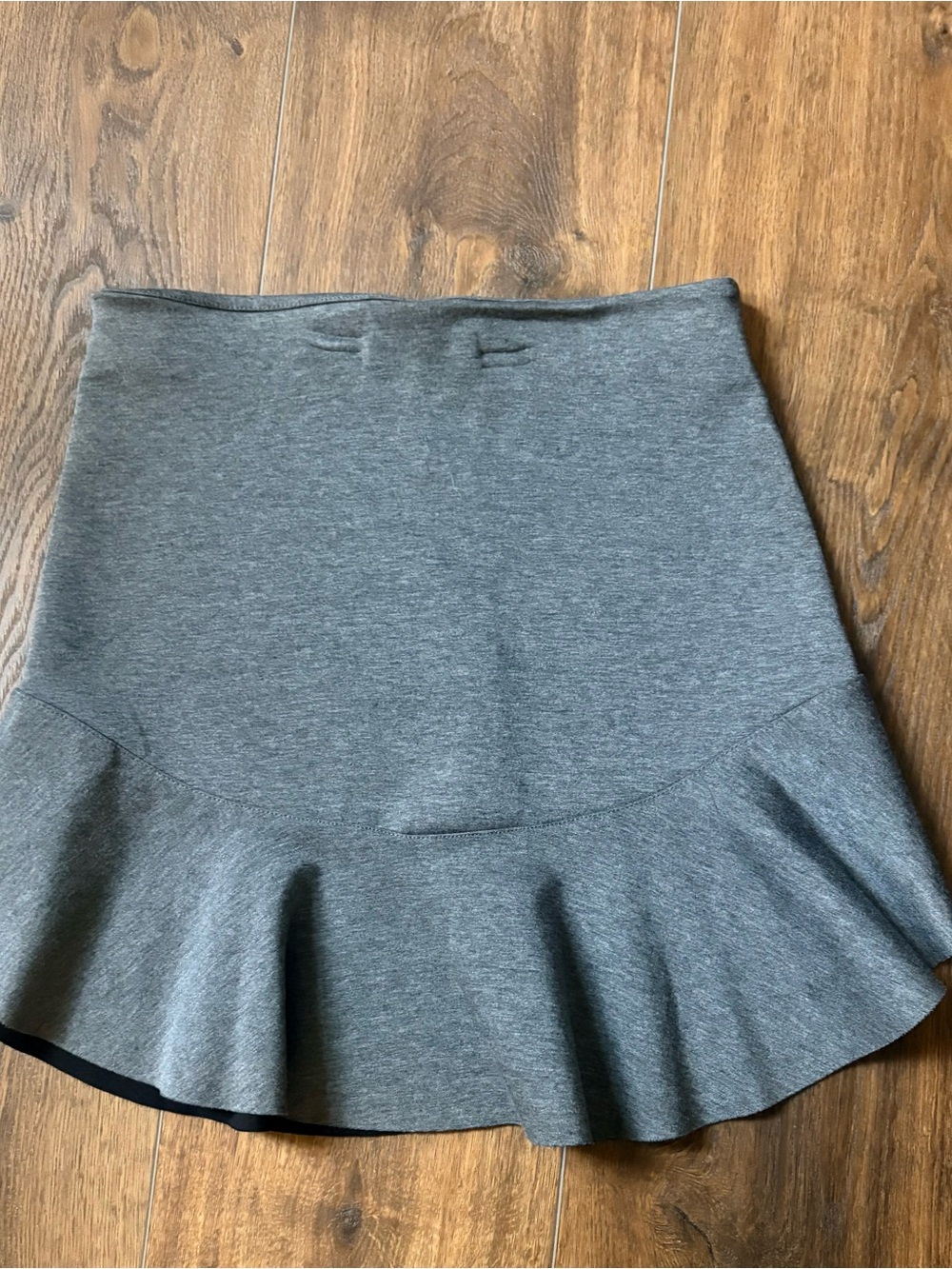 H&M Charcoal Heather Gray Flounce Peplum Mini Skirt Exposed Zipper Small